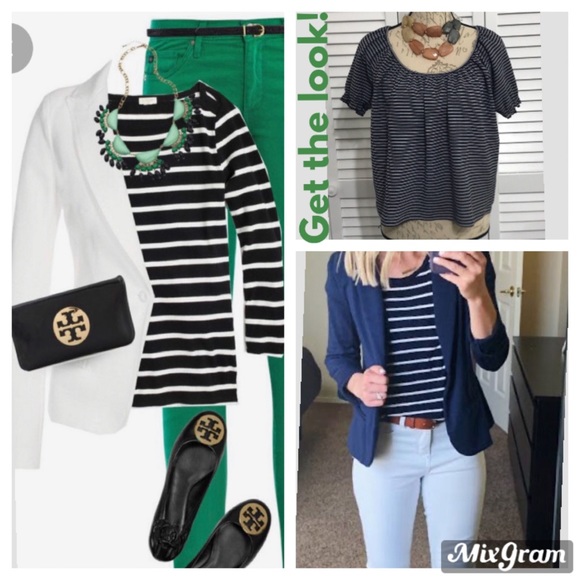 Madewell Stripe Navy Blouse (S,M,L) - Picture 1 of 5